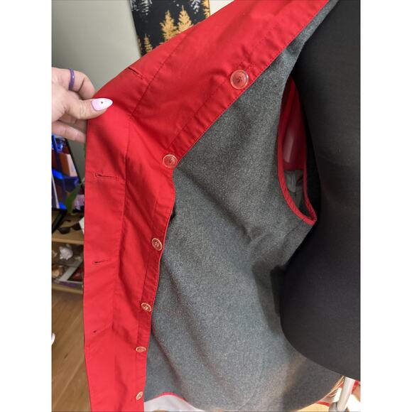 Vintage Dick Holthaus Rare Red Trench Coat Collectible Women’s Sm Gold Tone Wool - Picture 12 of 16